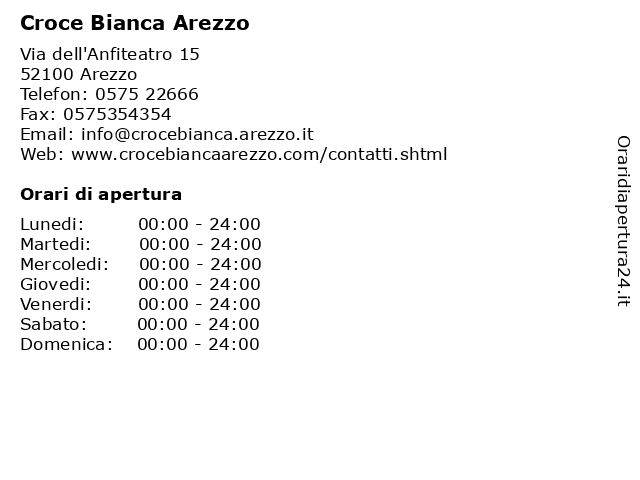 Orari di apertura Croce Bianca Arezzo Via dell Anfiteatro